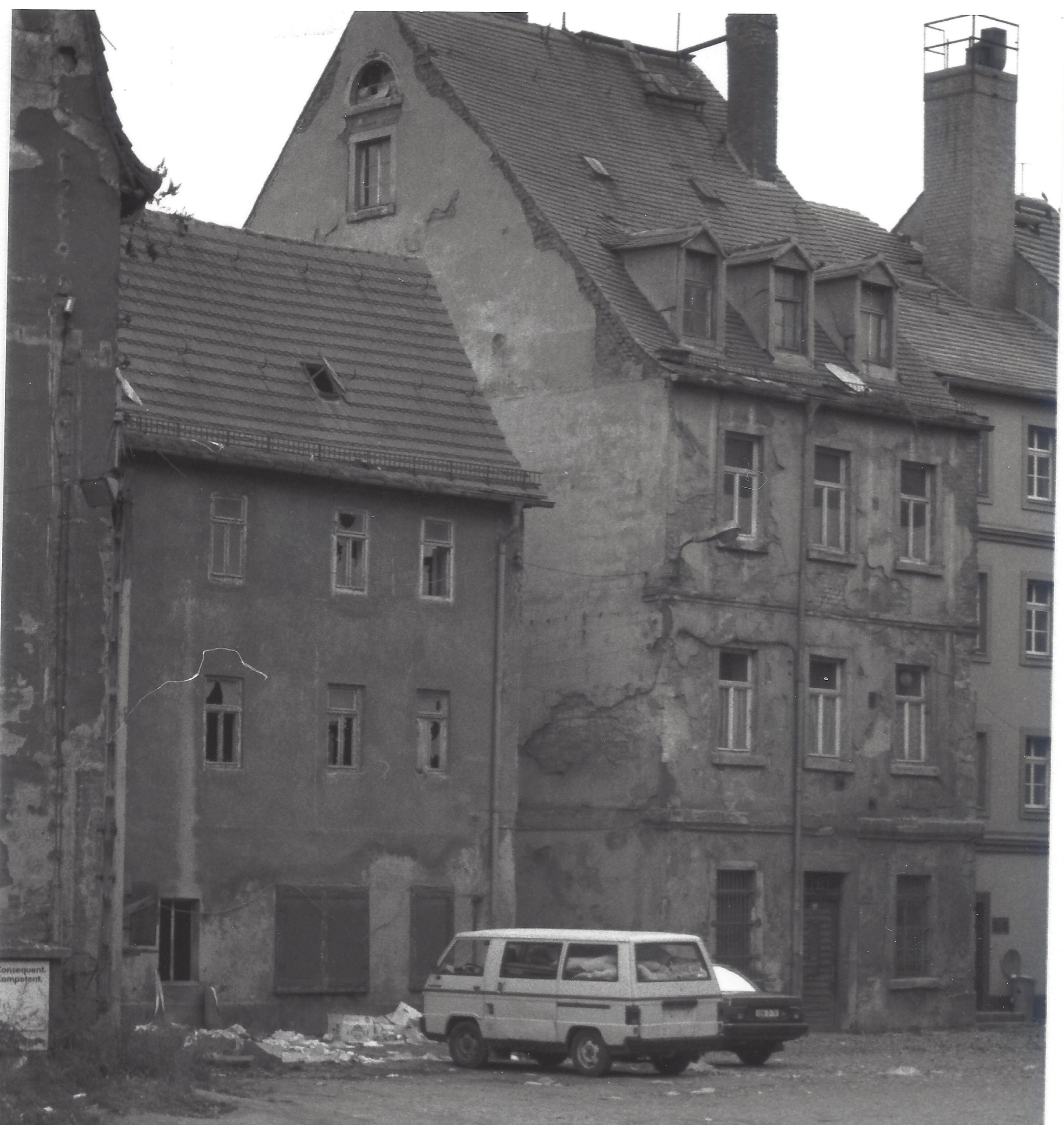 Authentic photo of a typical street in any old town in the GDR